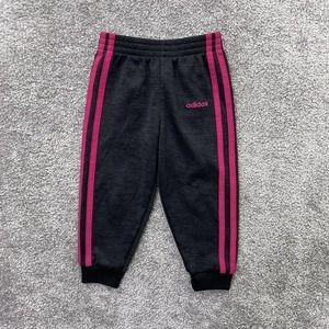 Adidas Pants Toddler 3T Black Pink Track Athletic Joggers Soccer Girls AG4415